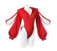 KORURACLUB Conjunto de 3 piezas de conejita sexy para cosplay lencería de cosplay para mujer disfraces de animales mono de conejita (Rojo, L-XL)