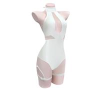 KORURACLUB Lingerie Sexy Nera Corsetto Body a Collo Alto Lingerie Bondage Bodies Costumi Erotici per Donna (Body a rete Bianco, L-XL)