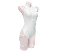 KORURACLUB Lingerie Sexy Nera Corsetto Body a Collo Alto Lingerie Bondage Bodies Costumi Erotici per Donna (Bianco, XS-M)