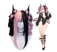 KORURACLUB Peluca de cosplay de anime para mujer, degradado de color, con caracteres para jugar, pelucas de Lolita, Halloween, cosplay (AkumaHime)