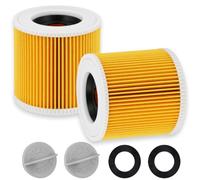 KORVORIA 2 Filtro de Cartucho, Filtro Karcher WD3, Reemplaza 6.414-552.0 | Compatible con Aspiradoras Kärcher WD3, WD2, WD1, MV3, MV2, A, K, KNT, NT, SE, VC, 2 Tornillos de Fijación para Alérgicas