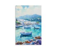 Kos - Lienzo decorativo para pared, diseño de Amantes de la acuarela, Grecia, para sala de estar, dormitorio, baño, oficina, decoración del hogar, 30 x 45 cm