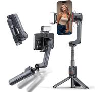 KOSCHEAL A10 Estabilizador para Smartphones,2-Axis Estabilizador de Movil con Luz de Relleno y Trípode con Mando Inalámbrico Rotación Automática de 360°Modo de Escena, No App, para videoblogs y TikTok