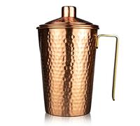 Kosdeg - Jarra de cobre con tapa - 44 onzas - Bebe más agua, reduce tu ingesta de azúcar y disfruta de los beneficios para la salud - Jarra martillada hecha a mano de cobre puro, la mejor jarra de