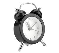 KOSDFOGE Fashionable Mini Metal Digital Alarm Clock Portable Exquisite Student Home Alarm Clock with Battery (Negro)