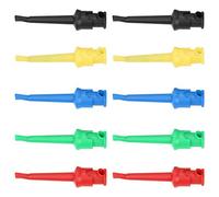 KOSDFOGE Multimeter Test Hook Clip Kit Powerful Grasping Hooks for SMT IC D20 Cable Welding 10pcs Black Red (Red, Black, Yellow, Blue and Green)