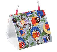 KOSDFOGE Pet Bird Soft Warm Hammock Cage Parrot Hanging Hut Tent Bed Cave Swing Toy for Little Puppy Parrot Hamsters Squirrels Ornamental Birds (Owl Moon)
