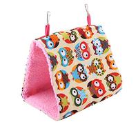 KOSDFOGE Pet Bird Soft Warm Hammock Cage Parrot Hanging Hut Tent Bed Cave Swing Toy for Little Puppy Parrot Hamsters Squirrels Ornamental Birds (Owl)