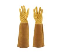 KOSDFOGE Rose Pruning Gardening Leather Gloves Puncture Proof Wearproof Long Work Glove for Gardening Cutting Trimming (M)