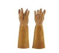 KOSDFOGE Rose Pruning Gardening Leather Gloves Puncture Proof Wearproof Long Work Glove for Gardening Cutting Trimming (M)
