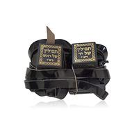 Kosher Tefillin "Gassot" - Ashkenaz Ktav Ari Phylacteries Mehudar hecho a mano de Israel Bnai Brak, Negro, XL