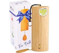 Koshi Aria - Campanilla de madera de bambú con caja de regalo, diseño de carillón de viento