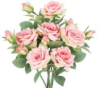 KOSHIFU 6 Piezas Ramos de Flores Artificiales Rosas Artificiales de Seda Flores Artificiales para Exteriores Flores de Seda Rosa Decoración para Hogar Boda Centro de Mesa Interior Floral Color Rosa