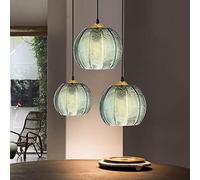 KOSHSH Lámparas Colgantes para Cocina,Lámparas Colgantes de Cristal con Pantalla Verde,Lámparas de Techo Modernas para Dormitorio Cocina salón Restaurante Bar (3 Heads)