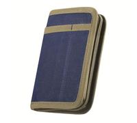 KOSIBATE Journal Cover, Pocket Journal with Zipper Pen Holder, Waxed Canvas, Ideal for Travelers & Daily Use, Fits Field Notes, Moleskine Cahier, 3.5 x 5.5 Inch (Blue)