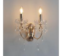 KosiLight - barroco lámpara de pared - 2 luces de cristal oro Pavia