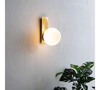 KOSILUM - Aplique de pared de cristal blanco y metal latón - Oromia - Luz blanca cálida iluminación salón dormitorio cocina pasillo - 60 W - E27 - IP20