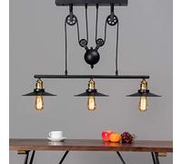 KOSILUM - Lámpara industrial colgante - Triple Piattino - Luz blanca cálida - Iluminación salón dormitorio cocina pasillo - 3 x 60 W - E27 - IP20
