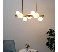 KOSILUM Oromia - Lámpara colgante con barra de esferas de vidrio blanco - Luz blanca cálida para iluminación salón, dormitorio, cocina, pasillo, 7 x 5 W, 300 lm x 7 - G9 - IP20