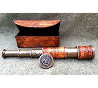 Kosiy Nautical Leather Telescope Marine Antique Brass Pirate Spyglass Vintage Scope