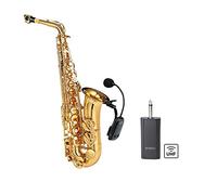 Kosiy Wireless Saxophone Microphone UHF for Musical Instruments Speaker Voice Amplifier with Receiver Clip Professional Orchestra Trumpet Saxo HiFi Megaphone Condenser Portable Handheld Mini Mic
