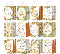 Kosiz 24 bolsas de recuerdos de fiesta Little Cutie Is on the Way, bolsas de regalo con asas, bolsa de dulces naranja para verano, mandarina, cumpleaños, baby shower, suministros de decoración de