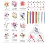 Kosiz 36 Pcs/12 Set Christian Gift for Women Positive Affirmations Gifts Bible Motivational Notepads Inspirational Pens Magnetic Cross Bookmarks for Mothers Day Church Graduation Adult Party Favors