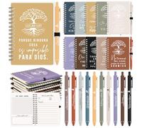 Kosiz 60 cuadernos cristianos españoles en espiral con bolígrafo, versículo bíblico de árbol de la vida, diario religioso inspirador, regalo para el día del abuelo, juego de regalo para el día del