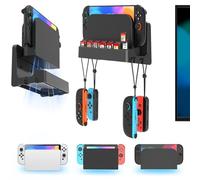 Kosker Soporte de Pared para Nintendo Switch 2/OLED/Original con 2 Ganchos para Joycon & 14 Ranuras para Juegos, TV Dock para Switch Accesorios con Ventilación, Kit de Montaje para Consola Switch