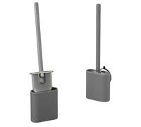 KOSLEOW Escobilla de Baño de Silicona con Soporte, Toilet Brush Cabeza Plana y Flexible para Limpieza de Rincones, Instalación de Ventosas, Accesorio de Baño Higiénico y Duradero