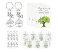 KOSLEOW Lote de 24 Llaveros Árbol de la Vida con Tarjetas y Bolsitas, Detalle para Invitados de Bautizo, Comunión, Boda, Regalo de Reunión Familiar, Detalles Navideños, para Colegas
