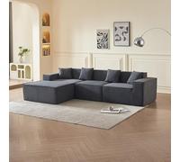 Kosmi - Sofá esquinero de espuma grande con chaise longue color gris ceniza