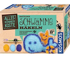 Kosmos 604622 AllesKönnerKiste Esponjas de Ganchillo, Kit Creativo para Diversión en el Baño, Crochet para niños, Lana con Efecto Exfoliante, Lavable a máquina a 60 Grados, para niños a Partir de 8