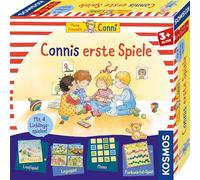 Kosmos 681043 Connis First Games Collection - Juego de Mesa con Cuatro Juegos de Memoria, Correr y Ponerse, Juego de Mesa para 2-4 niños a Partir de 3 años, Mi Amiga Conni