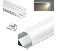 KOSOOM Perfil aluminio para tiras LED, con clip de metal, cubierta mate antipolvo 1 m, 10 unidades, LL30, montaje en superficie, ancho máximo 11 mm, tamaño 15,8 x 15,8 mm