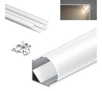 KOSOOM Perfil Aluminio Tiras LED 1 Metros 6pcs Modelo LL30 Incorporado Diseño Mate con Difusor LED Ancho máximo de la tira 10mm - Dimensiones 15,8 x 15,8mm