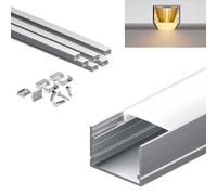 KOSOOM Perfil LED empotrado, 6 unidades, 2 m, tamaño 30 mm x 20 mm, equipado con cubierta difusora de PC, adecuado para tiras de menos de 25 mm