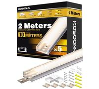 KOSOOM Perfil LED para tiras de LED de 10 x 1 m Tol 10 m, perfil de aluminio equipado con una tapa opaca, perfil de montaje, tamaño 17,4 mm x 7 mm, ancho máximo de la tira LED 12,4 mm