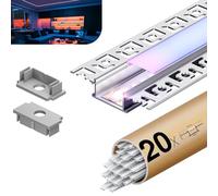 KOSOOM Perfil LED para tiras LED de 2 m x 20 unidades Tol 40 m con tapa de PC opaca, dimensiones 28 mm x 13,8 mm, alas de 64,2 mm, compatible con cintas LED con un ancho máximo de 20,2 mm