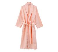 kosopse Bata de mujer ligera y larga de algodón, albornoz para mujer, piqué de gofre, bolsillo y cinturón, albornoz para sauna, albornoz de piqué largo, elegante, camisón de manga larga, bolsillos,