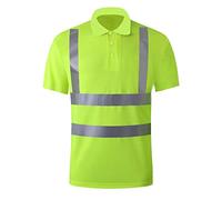 kosopse Camiseta de manga larga para hombre, sudadera con capucha de alta visibilidad, sudadera reflectante de manga corta, camiseta de red, verde, 4XL