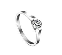 kosopse Echte Ringe - Anillo de compromiso de amor para mujer con circonita cúbica blanca de 3 mm, 8, Metal, Sin piedras preciosas