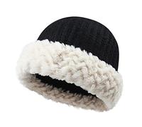 kosopse Gorro de aviador forrado de punto grueso sombrero cálido restricción sombrero salvaje sombrero femenino gran circunferencia Baotou-sombrero frío invierno trampa, Negro , Talla única