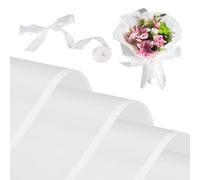 Kosotody 20 hojas de papel de regalo de flores esmeriladas, línea blanca, impermeable, ramo de floristería con cinta para ramos de bricolaje, manualidades, ramo de embalaje, 22.8 x 22.8 pulgadas