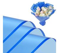 Kosotody 20 hojas de papel de regalo de flores esmeriladas, papel de embalaje de ramo floral impermeable, suministros de floristería para boda, regalo de cumpleaños, bricolaje (azul)