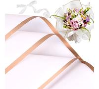Kosotody 20 hojas de papel de regalo de flores, ramo de floristería impermeable con cinta para ramos de bricolaje, manualidades, ramo de embalaje, 22.8 x 22.8 pulgadas (blanco)