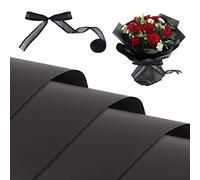 Kosotody 20 hojas de papel de regalo floral impermeable, papel de embalaje de ramo de flores con cinta, 22.8 x 22.8 pulgadas (doble negro)