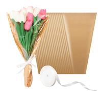Kosotody 50 bolsas de flores para ramos, fundas de papel kraft con cintas para suministros de floristería, boda, cumpleaños, día de la madre, 9.8 x 3.9 x 17.9 pulgadas