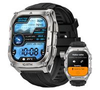 KOSPET TANK M4 Smartwatch Hombre GPS, 10 ATM Resistente al Agua Acero Inoxidable Reloj Inteligente Hombre, Mapas Offline, Pantalla AMOLED de 1,96'' Funciones de Salud y Bienestar 24/7 para Android iOS