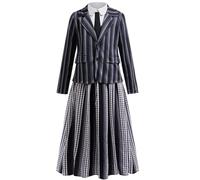 Kosplay Miércoles Cosplay 3 Piezas para Niña Disfraz de Miércoles 2 Nevermore Academy Costume Gótico Negro Uniforme Escolar Navidad Halloween Carnaval Fiesta Rendimiento Traje Chica 110-160